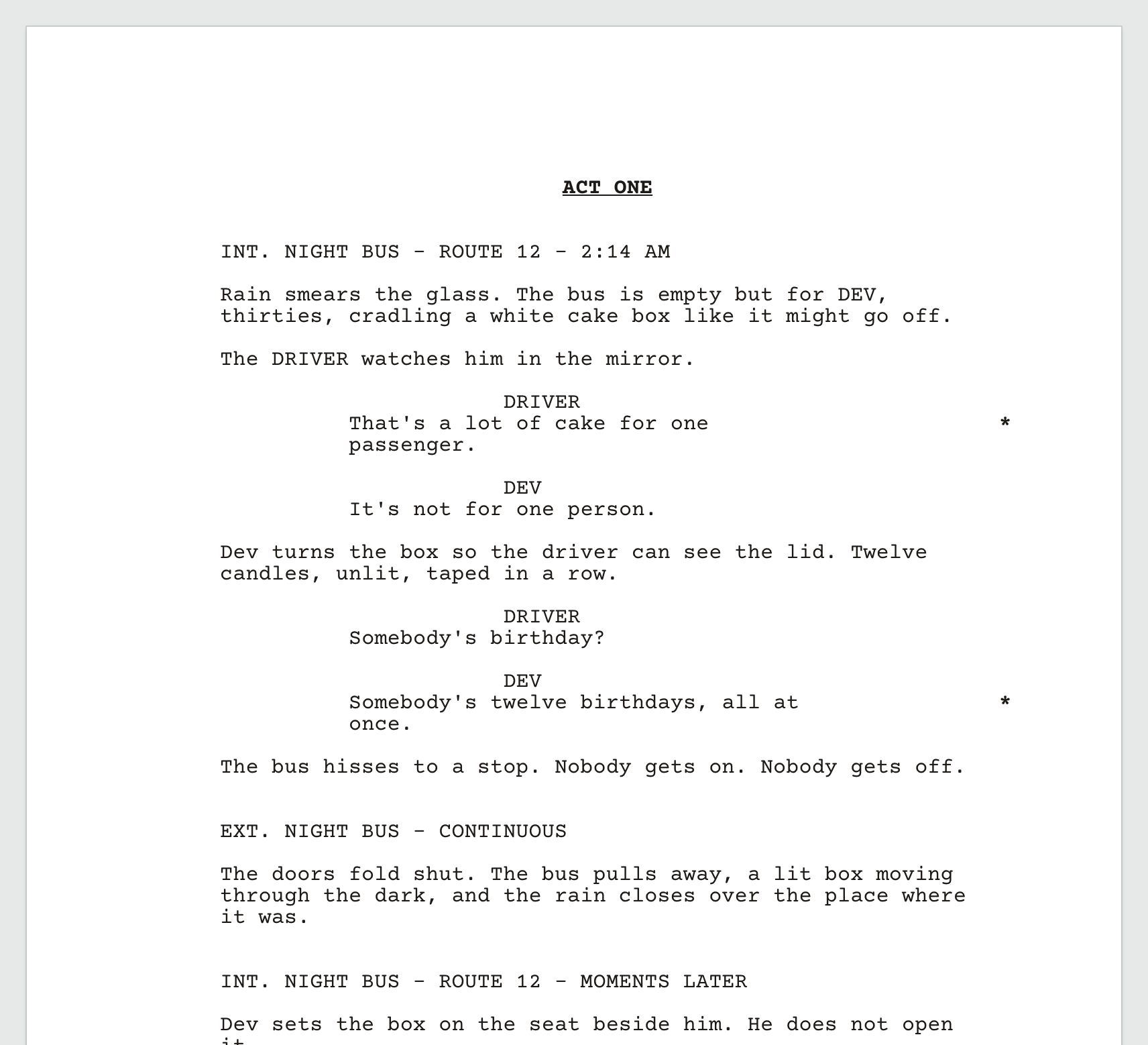 Two changed speeches have asterisks in the right margin. Unchanged text has no asterisks.